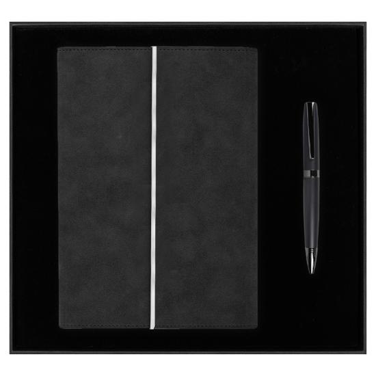 Набор подарочный Solution Prestige Duo (Ежедневник в суперобложке Country Galaxy Nuba A5+, Ручка шариковая матовая Prime), черный
