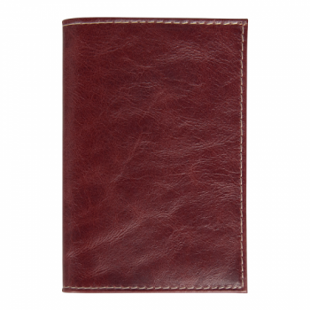 Обложка для автодокументов Leather Sky Matt Sun из натуральной кожи, бордовая с белой прострочкой